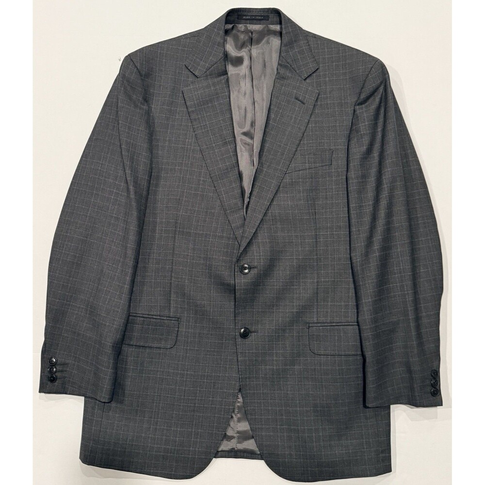 Luigi Bianchi Mantova Super 120s 40R Virgin Wool Blazer Jacket Gray Glen Plaid